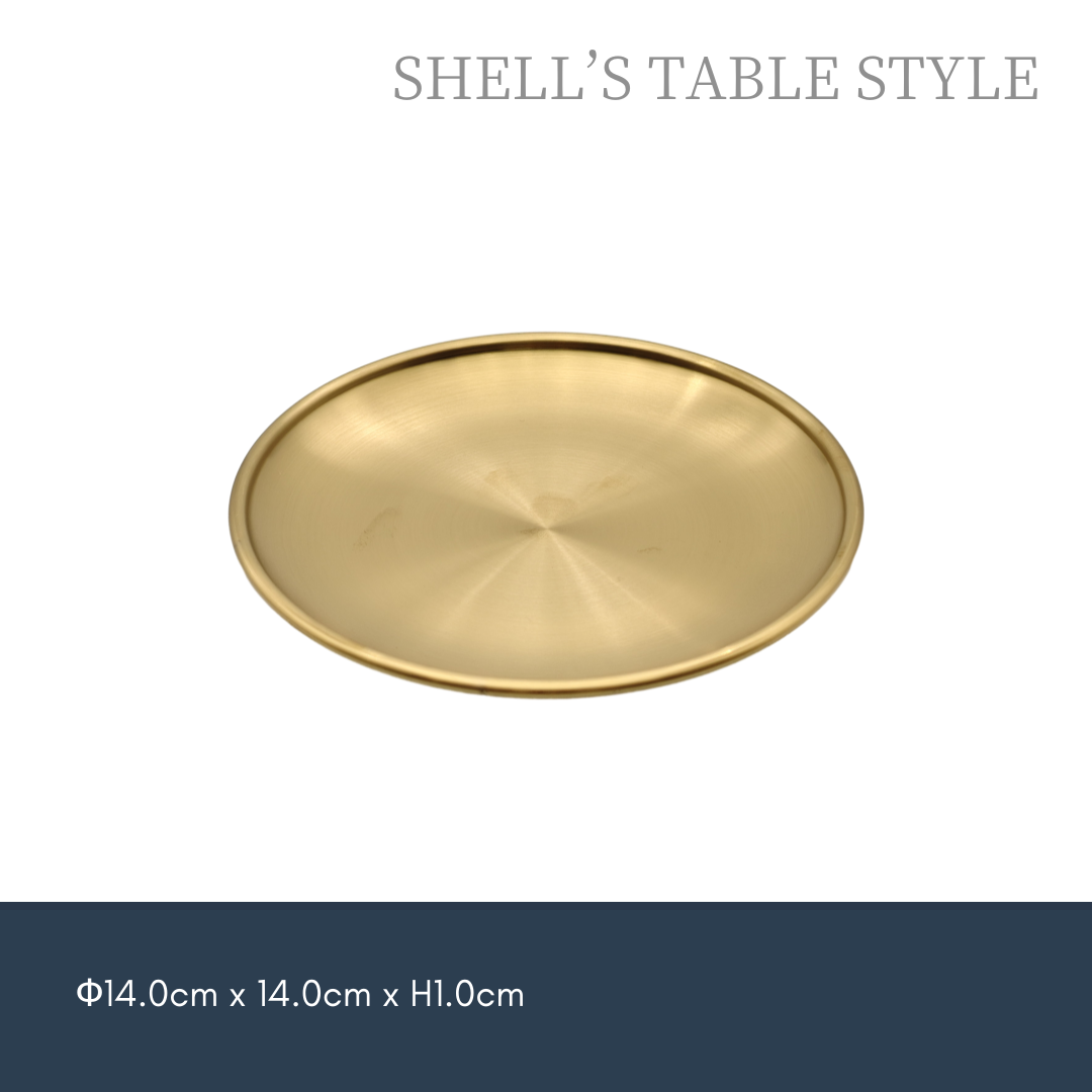 Dĩa tròn inox không gỉ màu vàng 14cm